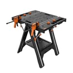 Pegasus 2-in-1 Folding Work Table & Sawhorse, Easy Setup Portable Workbench, 31" W x 25" D x 32" H Lightweight Worktable with Heavy-Duty Load Capacity, WX051 - Includes 2 Clamps & 4 Clamp Dogs