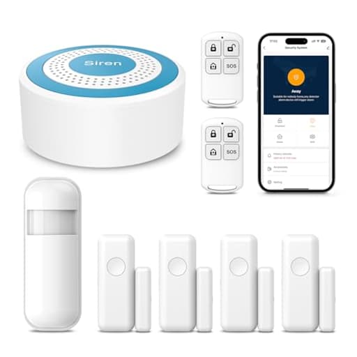 Home Alarm System,WiFi Home Security System with Instant Tuya App Alerts,8 Pieces Door Alarm Kits Siren Hub with Motion and Door Sensors,Remote,Work with Alexa for Villa,Apartment,Kids Safety