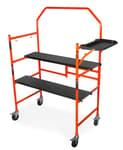 4-Foot Portable Rolling Scaffolding, 500-Pound-Capacity with Foldable Design, Safety Rail and Tool Shelf