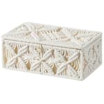 Decorative Boho Storage Baskets with Lid Bohemian Macrame Jewelry Box Handmade Natural Cotton Rope Woven Bins Memory Keepsake Photo Makeup Organizer Shelf Container