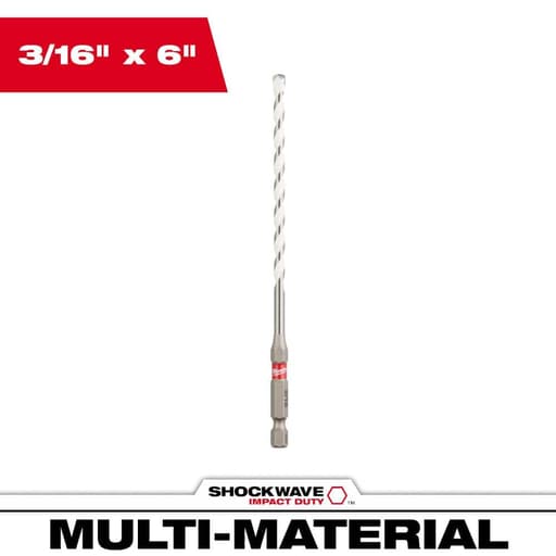 3/16" x 4" x 6" SHOCKWAVE Impact Duty Carbide Multi-Material Drill Bit