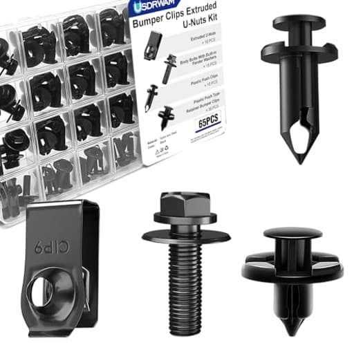 65PCS Engine Under Cover Splash Shield Guard Body Bolts Screws Bumper Fender Liner Push Retainer Fastener Rivet Clips Automotive Hardware Clips Extruded U-Nuts Kit Replacement Universal Style