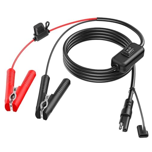 10FT 16AWG SAE Battery Connector Wire Harness, 12V Alligator Clips Weatherproof On/Off Switch, Ideal for Lawn Sprayers, Garden Spreaders, ATVs & UTVs