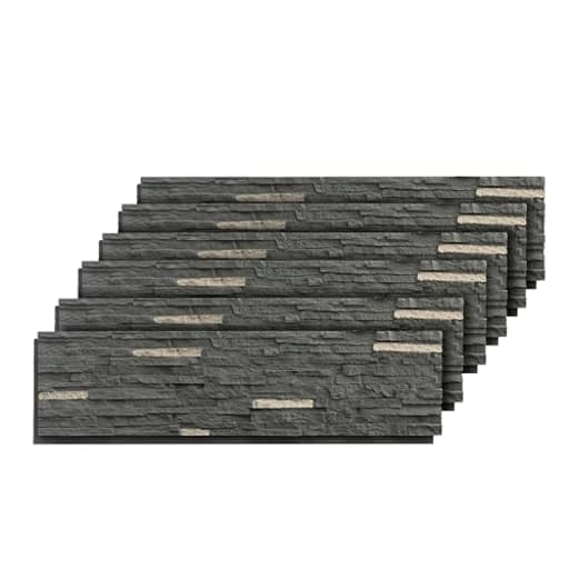 6-Packs Faux Stone Wall Covering Panels for Interior and Exterior Decor, PU Stone Veneer Exterior, Exterior Siding Panels for DIY Home Improvement Projects, 46.46" x 12.99"