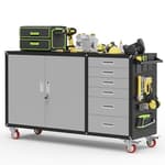 55"W Heavy Duty Rolling Workbench with Drawers and Storage,1000 LBS Capacity Work Bench with Lockable Cabinet & Adjustable Shelf,Garage Workbench with Pegboard & Wheels for Garage/Repair Shop