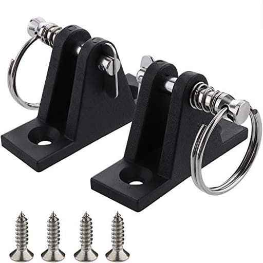 2 Pack Marine Grade Nylon Bimini Top 90°Plastic Deck Hinge with Pin and Ring, 316 Stainless Steel, Free Installation Screws