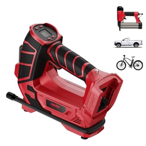 Air Compressor for Pneumatic Brad Nailer Stapler, Compatible with Milwaukee 18V Battery (Tool Only), 120 PSI Oil Free Cordless Portable Compressor, 160PSI Digital Tire Inflator for Pickup, Tire