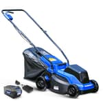Electric Lawn Mower 40V Brushless 14" Cordless&Push, 5 Cutting Height Adjustment, 4Ah Battery and Super Charger, Blue