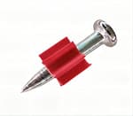 1" Powder Actuated Fasteners,.300 Head Diameter Drive Pins with red Flute, P100, 100pcs/pack