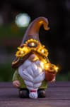 Solar Garden Gnome Statue, 7.67" Tall — Outdoor Resin Garden Statue for Yard, Backyard, Patio, Porch, Lawn; Garden Decor, Gnome Gifts, Birthday Gifts for Women