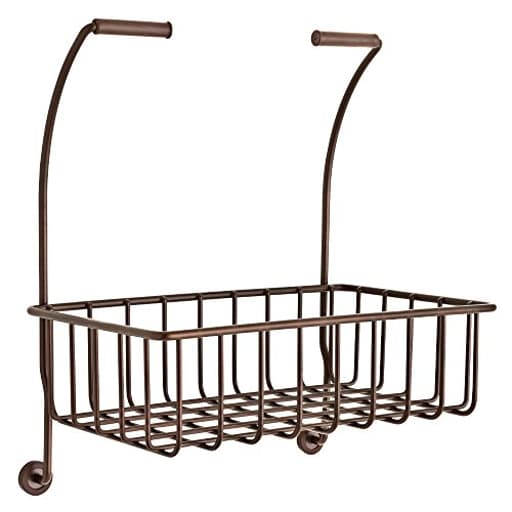 193105-CBZ Over-the-Toilet Paper Holder Hanging Convenience Basket Holder Shelf for Cell Mobile Phone Holder and Wipes, Classic Bronze