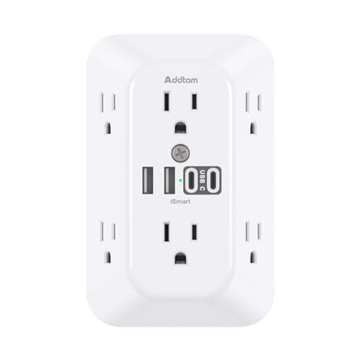 Surge Protector Outlet Extender, 6-Outlet Splitter with 4 USB Wall Charger(2 USB-C Ports), Multi Plug Wall Outlet 1800J Power Strip for Home Office Dorm Room Essentials