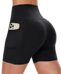 Biker Shorts Women with Pockets - 3"/5"/8" High Waisted Workout Spandex Tummy Control Gym Running Yoga Shorts