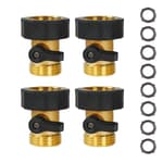 Garden Hose Shut Off Valve, 4 Pack 3/4 Inch Heavy Duty Solid Brass Garden Hose Connector, Water Shut Off Valve with 8 Extra Rubber Washers