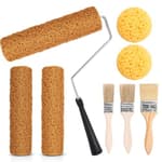 3 Pcs 9 Inch Textured Paint Roller Set Texture Roller Knockdown Texture Sponge with Brushes Paint Supplies for Drywall Mud Ceiling Painting Walls