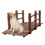 5 ft Garden Bridge, Classic Wooden Arch with Safety Rails Stained Finished Footbridge, Decorative Pond Landscaping, Backyard, Creek or Farm