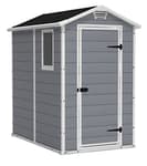 Manor 4x6 Resin Outdoor Storage Shed Kit-Perfect to Store Patio Furniture, Garden Tools Bike Accessories, Beach Chairs and Lawn Mower, Grey & White