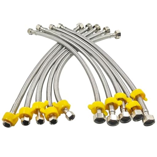10PK 16 Inch Faucet Supply Lines, 3/8" Comp x 1/2" FIP Sink Hose Faucet Hose Connector, for toilet hose for Bathroom Kitchen Water Supply with Stainless Steel Braided Supply Line & Faucet Hose Wrench