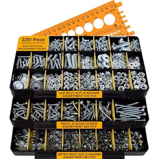 2251 Piece Hardware Assortment Kit with Screws, Nuts, Bolts & Washers (3 Trays)…