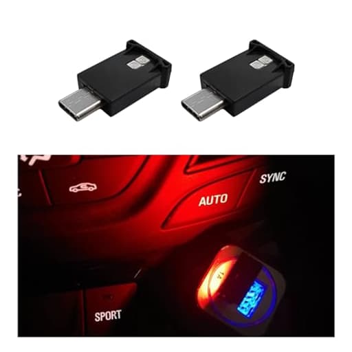 2 PCS USB Type C LED Ambient Light, 8 Colors RGB Dynamic Gradient Brightness Interior Atmosphere Lamp, Mini Adjustable Car Accessories Replace Lighting Parts for Home Laptop