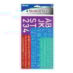 BAZIC Letter Stencil Sets, Sizes 8 10 20 30 mm, Letters Number Mathematics Sign, Clear Plastic Stencils, 1-Pack