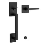 San Clemente Front Door Handle No Lock, Entry Handleset Exterior with Interior Reversible Handed Lever, Non-Locking, Matte Black, Deadbolt Not Included, with Microban Protection