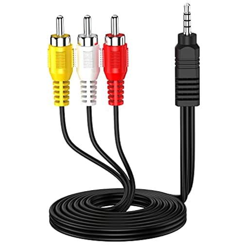3.5mm to RCA Camcorder Handycam AV Audio Video Output Cable, 1/8" TRRS to 3 RCA Male Plug AUX Cable Cord for TV,Smartphones,MP3, Tablets,Home Theater,Speakers-