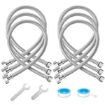 6 Pack 24 Inch Toilet Water Supply Line, 3/8" Comp x 1/2" FIP Faucet Hose Connector, Stainless Steel Braided Faucet Supply Line Extension, with 2 Wrenches and 2 Sealing Tapes
