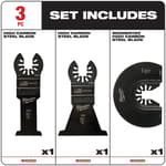 Open-Lok 3 Pc Wood Cutting Multi-Tool Blade Variety Pack