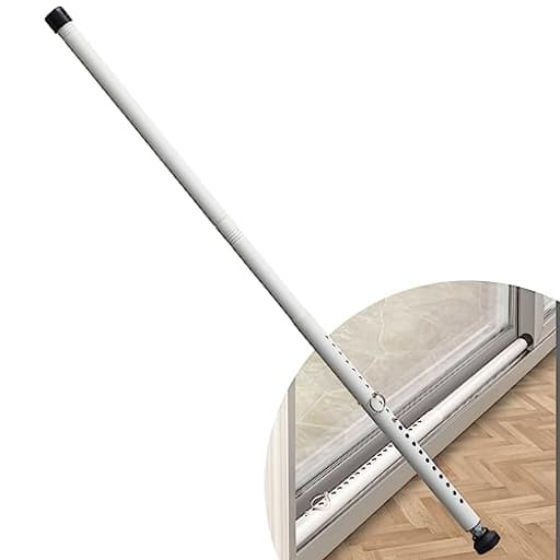 Sliding Door Security Bar，17.7-50.5inch Adjustable Locking Window Safety Bar with Rubber Tips,Diameter 1inch Window Security Bar for Home Apartment Travel