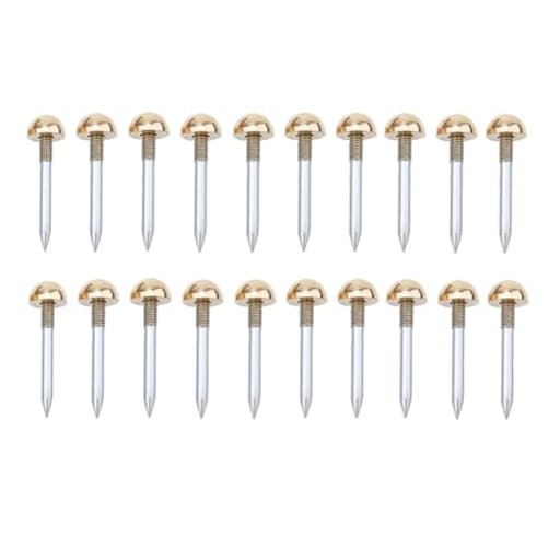 20Pcs Vintage Style Solid Pure Brass Upholstery Nails Studs Thumb Tacks Fasteners for Furniture Sofa Carpet Door Decoration, Gold, 8mm