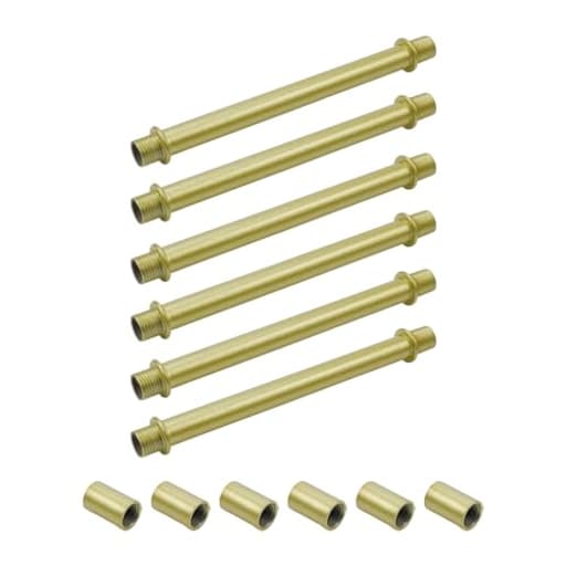 6 PCS Straight Pipe Lamp Stem Kit with Connector 3/8 Inch Light Fixture Parts Lamp Making Kit Metal Pipe Accessory Finish Lamp Rod Kit Lighting Fixture Downrods & Stems, 4.72"/120mm