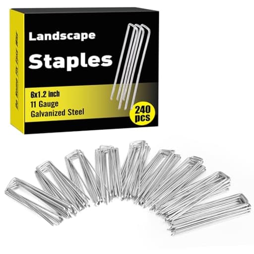 240 Pack 6 Inch Landscape Staples, Garden Staples Galvanized Landscaping Fabric SOD Pins Heavy Duty 11 Gauge Yard Ground Stakes for Gardening Plant Cover, Turf, Lawn, Fence, Tent