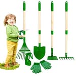 Kids Gardening Tools Set - 7pcs Garden Tool for Kids with Shovel, Rake, Hoe, Leaf Rake, Outdoor Summer Yard Lawn Digging Weed Toys, Christmas Birthday Gifts for Boys Girls Age 3 4 5 Years Old