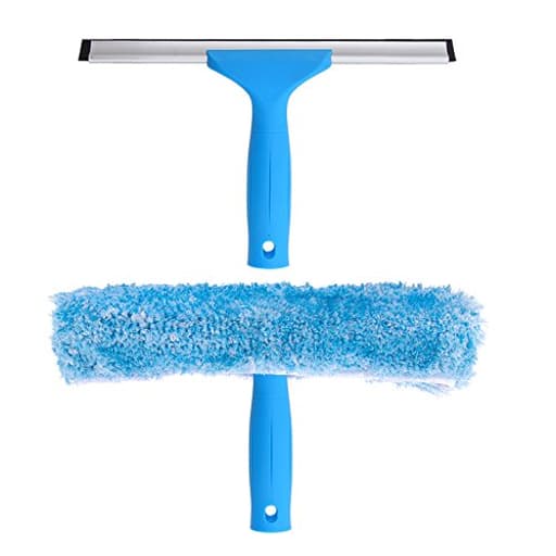 Professional Window Cleaning Combo - Squeegee & Microfiber Window Scrubber, 10"