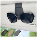 Magnetic Leather Sunglass Holder for Car, Sunglasses Clip for Car Visor, Auto Interior Accessories Universal for Different Size Eyeglasses