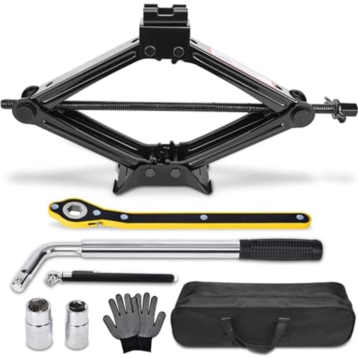 Car Jack Kit Scissor Jack for Car 2.5 Ton (5511 lbs) Tire Jack Tool Kit Universal Car Emergency Kit with Lug Wrench Tire Changing Kit for Car SUV