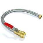 Stainless Steel Braided Flexible Water Heater Connector, Push To Connect Brass Plumbing Fitting,3/4" Ball Valve x 3/4" FIP, 24" Length