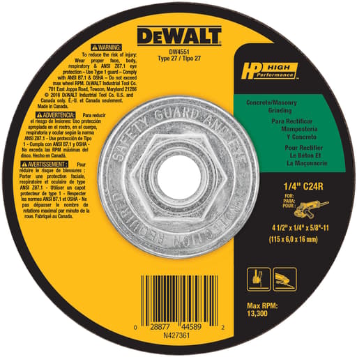 4" x 1/4" x 5/8" Masonry Grinding Wheel C24R