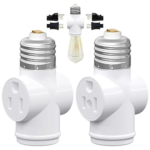2 Pack, Light Socket to Plug Adapter, Convert E26 Light Socket to 3-Prong Outlet Adapter and Light Bulb Socket