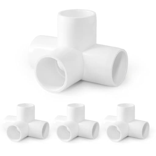 4 Way PVC Pipe Fittings 3/4 Inch, Zernmiarder White PVC Elbow Corner Side Outlet Tee Fitting, SCH40 Furniture Grade Pipe Connectors - Fits 3/4" Polyvinyl Chloride Pipes, 4 Pieces