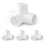 4 Way PVC Pipe Fittings 3/4 Inch, Zernmiarder White PVC Elbow Corner Side Outlet Tee Fitting, SCH40 Furniture Grade Pipe Connectors - Fits 3/4" Polyvinyl Chloride Pipes, 4 Pieces