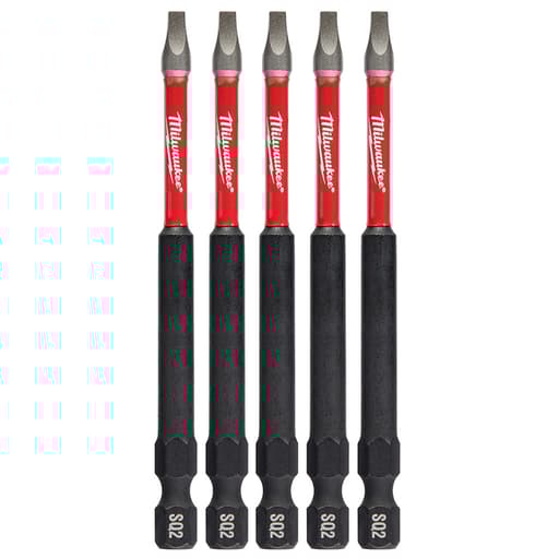 SHOCKWAVE 3-1/2 Impact Square Recess #2 Power Bits (5 Pk)