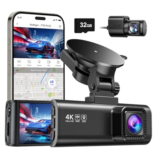 Dash Cam Front Rear, 4K/2.5K Full HD Dash Camera for Cars, Included 32GB Card, Built-in Wi-Fi GPS, 3.16” IPS Screen, Night Vision, 170°Wide Angle, WDR, 24H Parking Mode