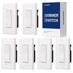 Digital Dimmer Light Switch for 300W Dimmable LED/CFL Lights and 600W Incandescent/Halogen, Single Pole/3-Way LED Slide Dimmer, Wall Plate Included, UL Listed, 6 Pack, Matte White