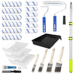 Paint Roller Kit with Extension Pole, 27 Piece Set, 2 to 4 Ft Pole, 4"9" Paint Rollers, Paint Brushes Set for Professional Painting,House Paint Roller for All Latex and Oil Paints & Stains