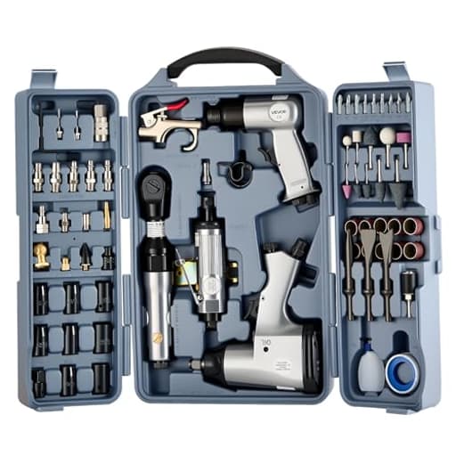 71 Pieces Pro Air Tool and Accessories Kit - 1/2" Air Impact Wrench, 3/8" Ratchet Wrench, 1/2" Die Grinder, 4500BPM Hammer, Blow Gun for Auto Repair, Home DIY Project - Storage Case Included