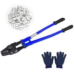 24 Inch Hand Crimping Cutting Tool, Wire Rope Crimping Tool, Hand Swager Crimper Cutter for 1/16" 3/32" 1/8" 5/32" 3/16" Wires, Hand Swager Tool with 50pc Aluminum Stop Sleeves Oval Sleeves