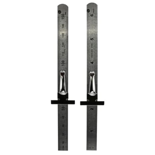 Stainless Steel SAE Metric Ruler Set - Stainless Steel Precision Ruler Measuring Tool - Detachable Clips - Set of 2 Pcs - 925PSR-2