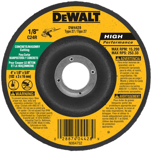 4" x 1/4" x 5/8" Masonry Grinding Wheel C24R